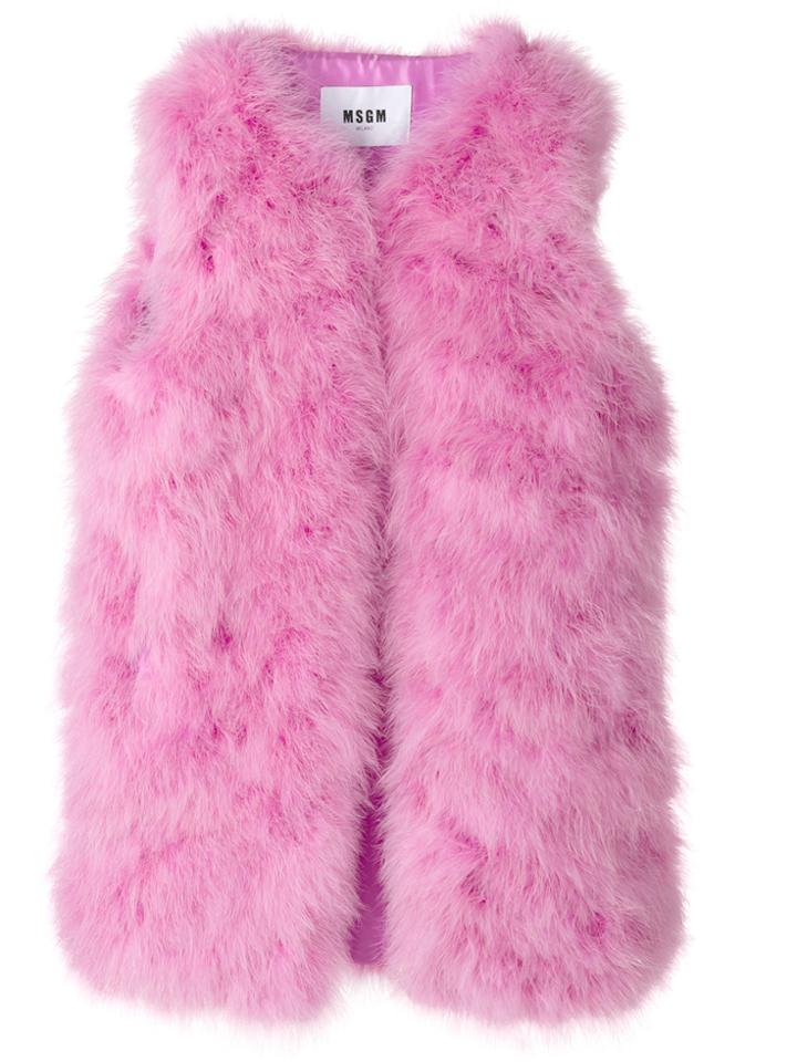 Msgm Fur Gillet - Pink & Purple