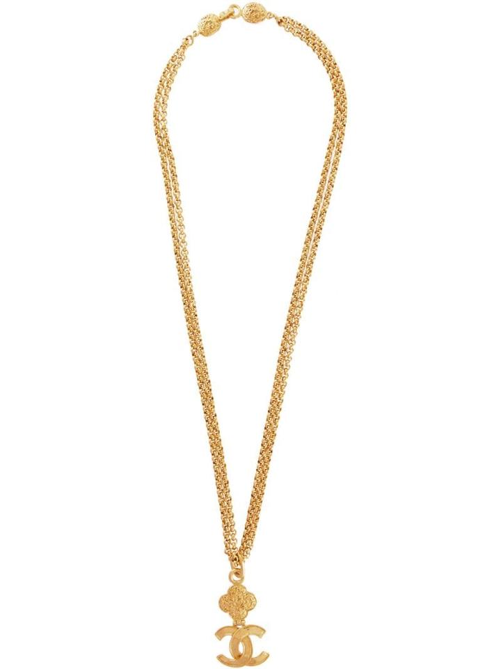 Chanel Pre-owned 1995 Autumn Cc Plate Necklace - Gold