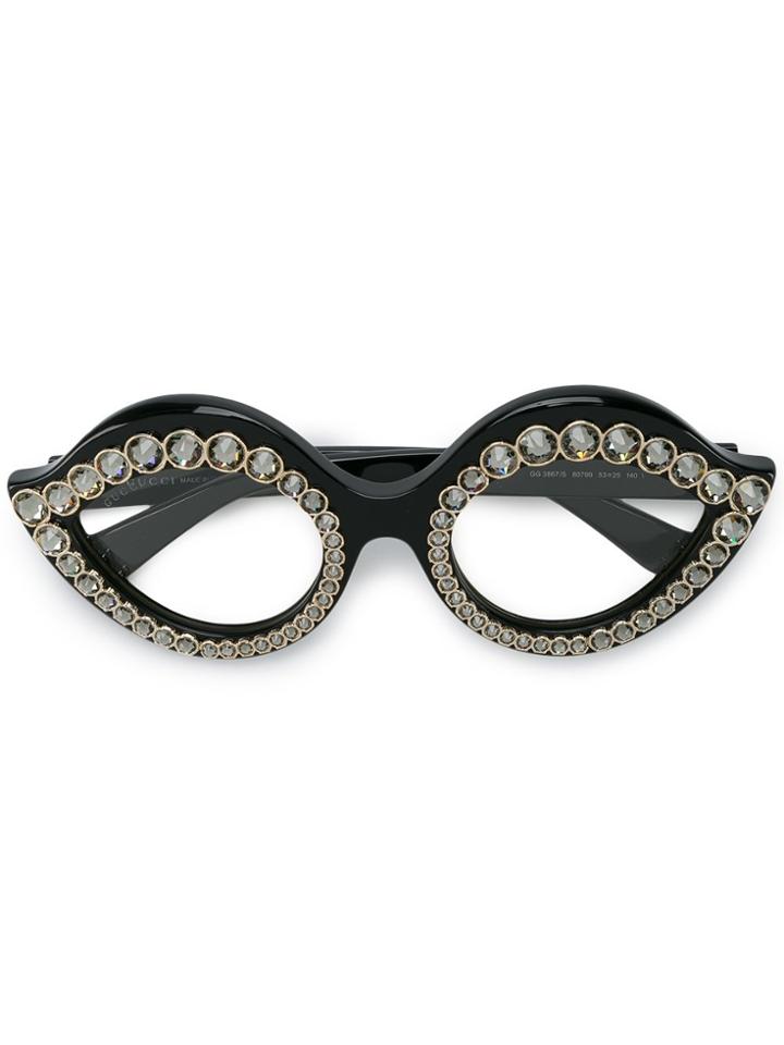 Gucci Eyewear Crystal Embellished Cat-eye Sunglasses - Black