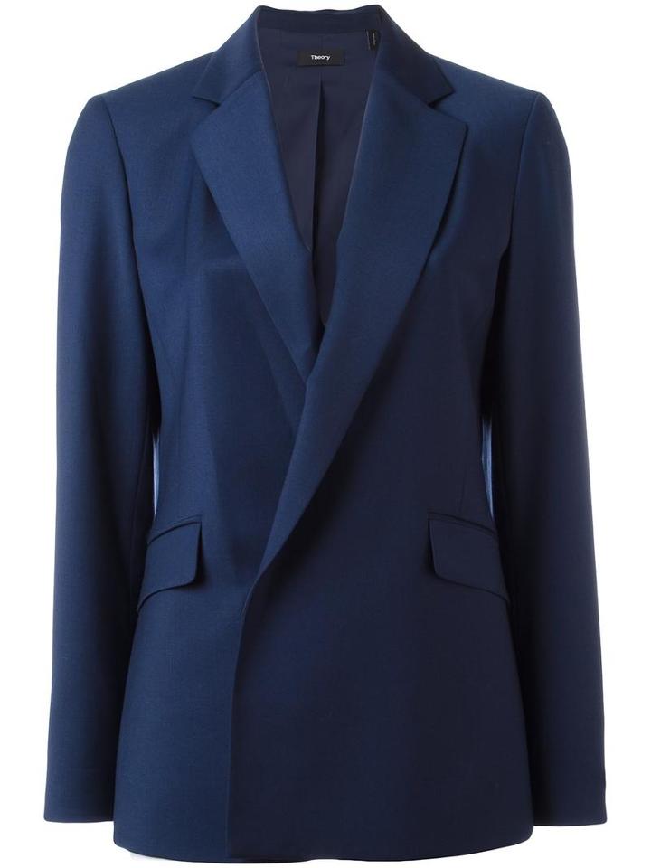 Theory Double Breasted Blazer, Women's, Size: 8, Blue, Virgin Wool/polyamide/spandex/elastane/spandex/elastane