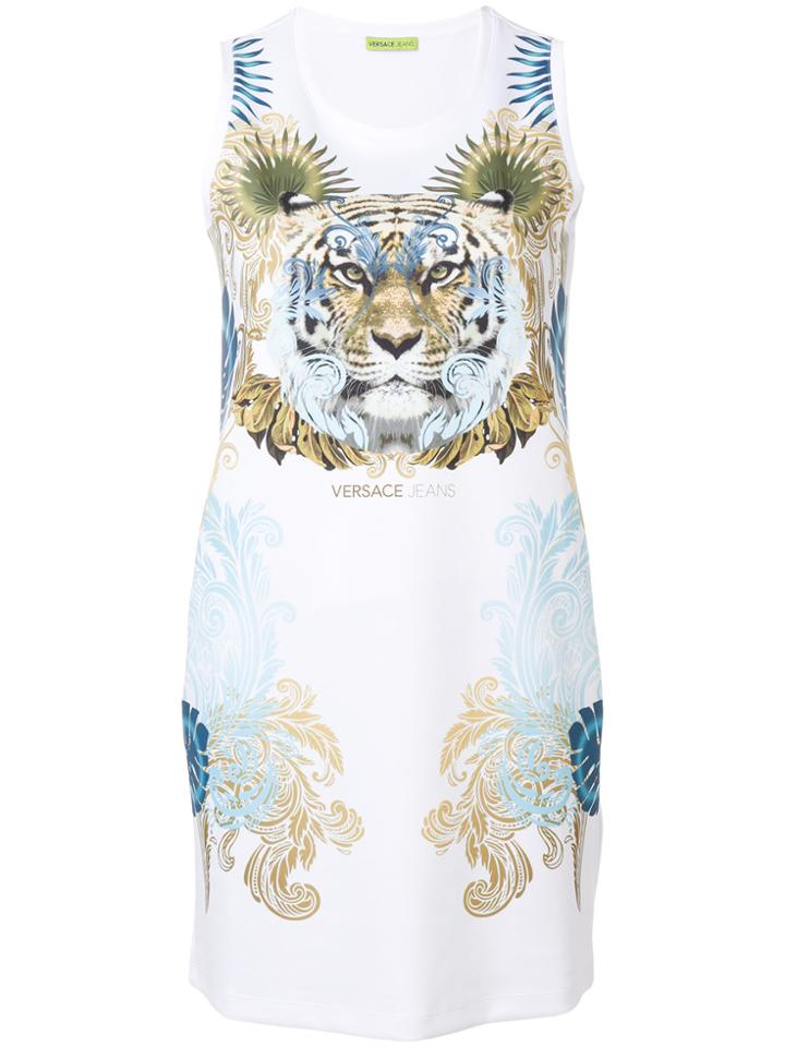 Versace Jeans Tiger Print Tank Dress - White