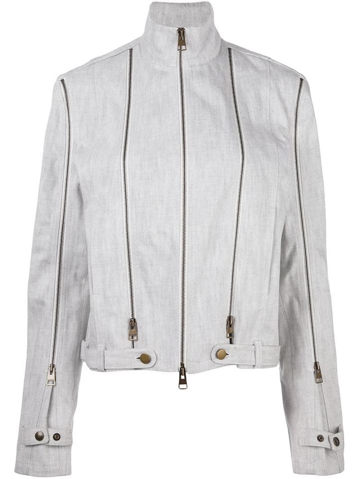 J.w.anderson Zip Detail Denim Jacket, Women's, Size: 10, White, Cotton
