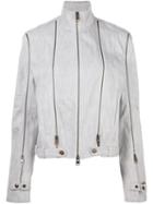 J.w.anderson Zip Detail Denim Jacket, Women's, Size: 10, White, Cotton