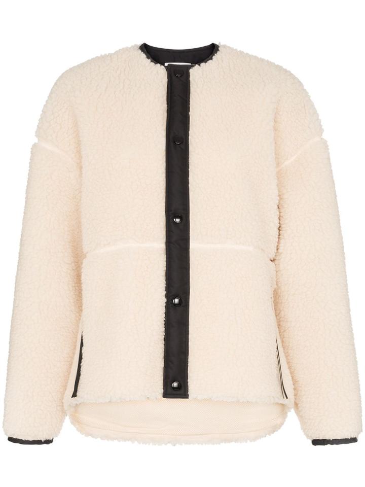 Hyke Faux Shearling Buttoned Jacket - White