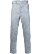 Ann Demeulemeester Contrast Piping Cropped Trousers - White