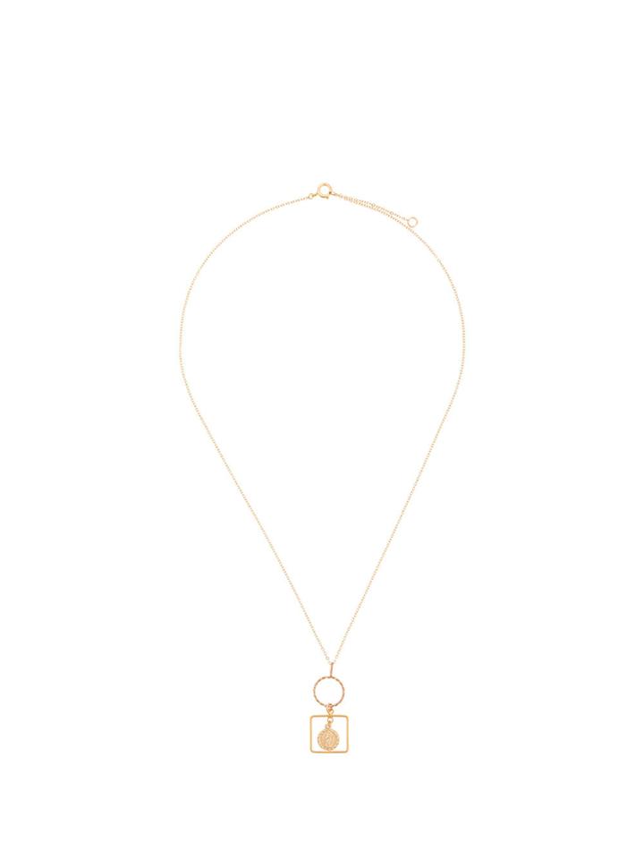 Petite Grand Circle And Frame Necklace - Metallic
