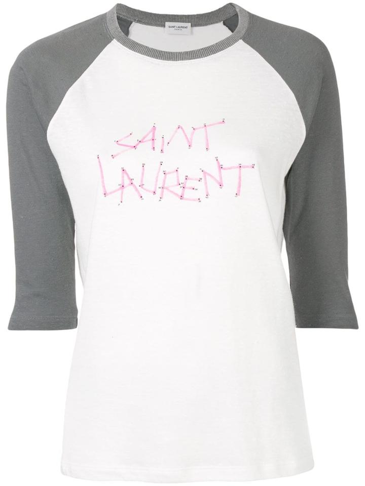 Saint Laurent Branded Top - White