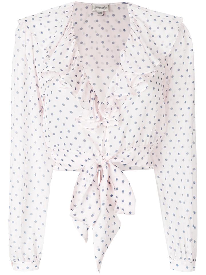 Temperley London Dot Printed Ruffle Blouse - Pink & Purple