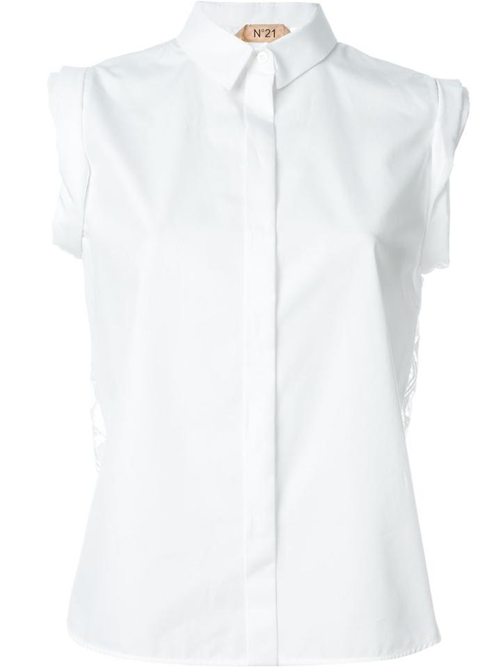 No21 Embroidered Panel Sleeveless Shirt
