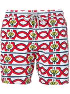Capricode - Geometric Print Swim Shorts - Men - Nylon - L, White, Nylon