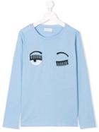 Chiara Ferragni Kids Wink Face Sweatshirt - Blue