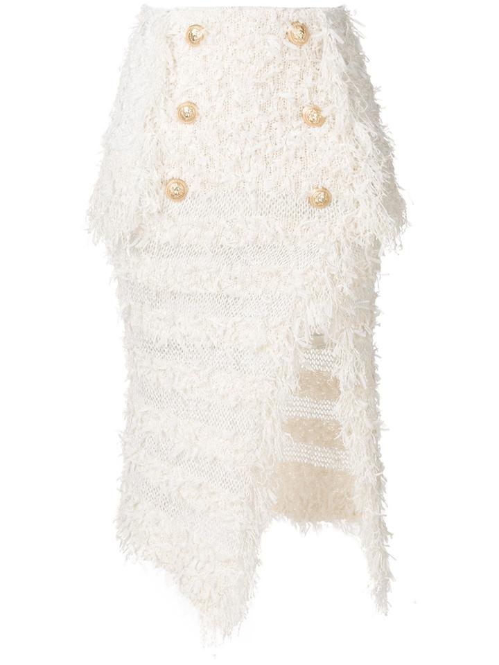 Balmain Double-breasted Midi Skirt - Nude & Neutrals
