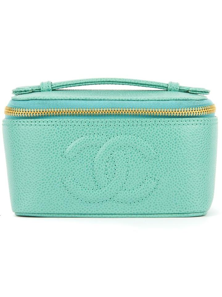 Chanel Vintage Embossed Logo Vanity Case, Green