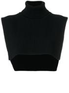 Federica Tosi Ribbed Roll Neck Overlayer Top - Black