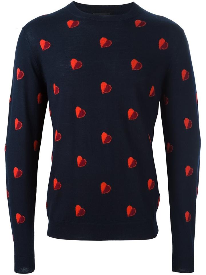 Ps By Paul Smith 'half-heart' Intarsia Sweater