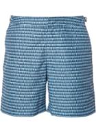Orlebar Brown Geometric Print Swim Shorts, Men's, Size: 36, Blue, Polyester