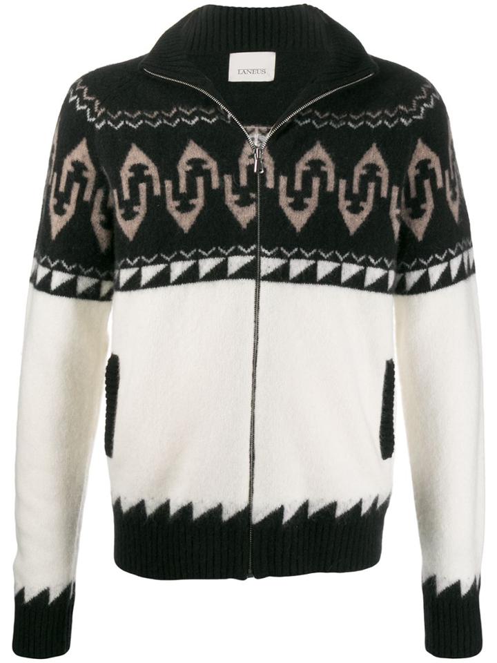 Laneus Intarsia-knit Cardigan - White