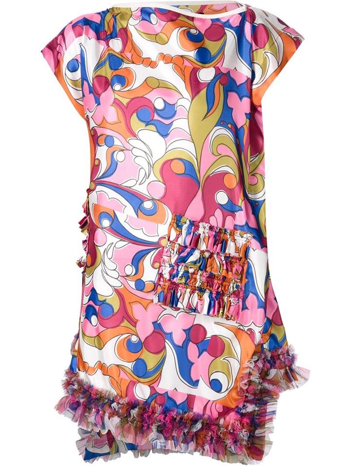 Comme Des Garçons Asymmetric Gathered Dress, Women's, Size: Small, Pink/purple, Polyester