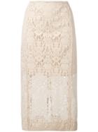 Dkny Lace Pencil Skirt - Nude & Neutrals