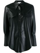 Nanushka Slim-fit Faux-leather Shirt - Black