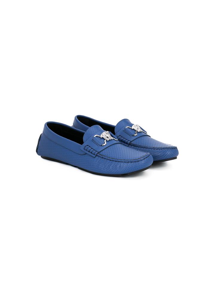 Young Versace Perforated Loafers - Blue
