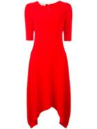 Stella Mccartney Felted Frill V-neck Dress, Women's, Size: 42, Red, Spandex/elastane/acetate/viscose