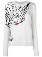 Krizia White Leopard Print Sweater - Silver