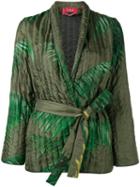 F.r.s For Restless Sleepers Palm Leaf Print Kimono Jacket, Women's, Size: Medium, Green, Silk/polyamide