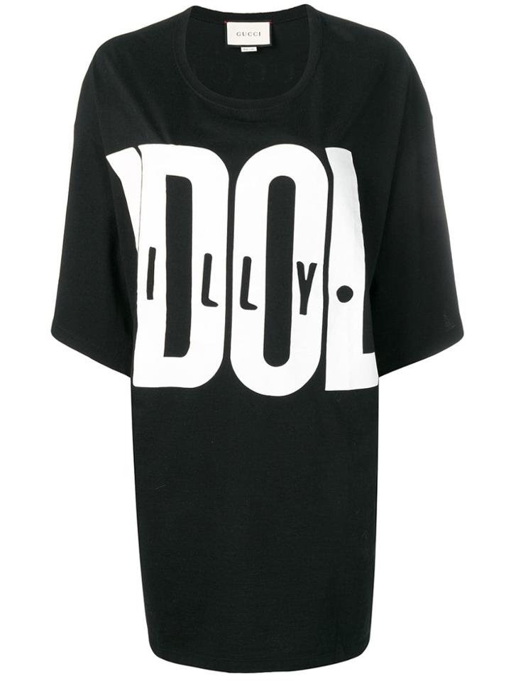 Gucci Logo Print Long T-shirt - Black