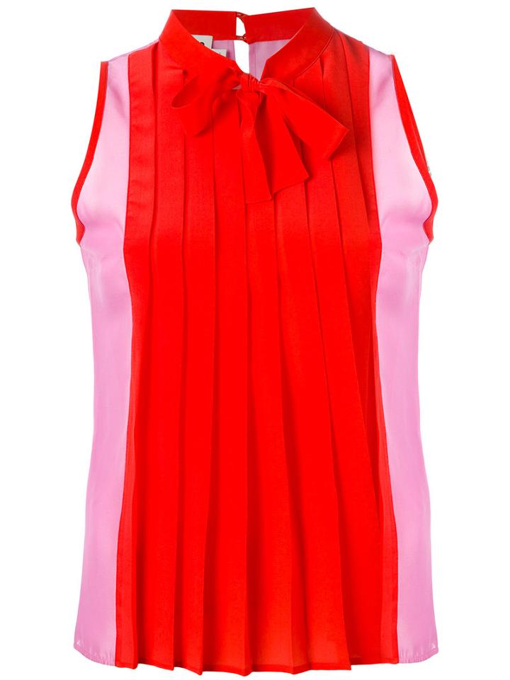 Fausto Puglisi - Pleated Blouse - Women - Silk - 42, Red, Silk