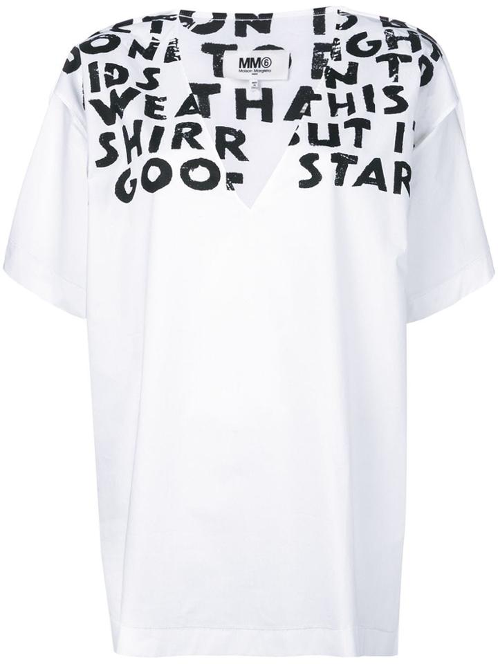 Mm6 Maison Margiela Slogan Detail T-shirt - White
