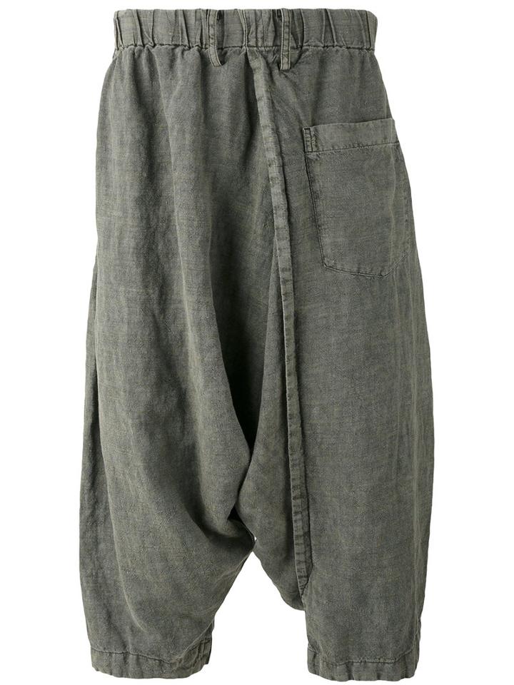 Drop Crotch Cropped Trousers - Men - Linen/flax - 3, Green, Linen/flax, Issey Miyake Men