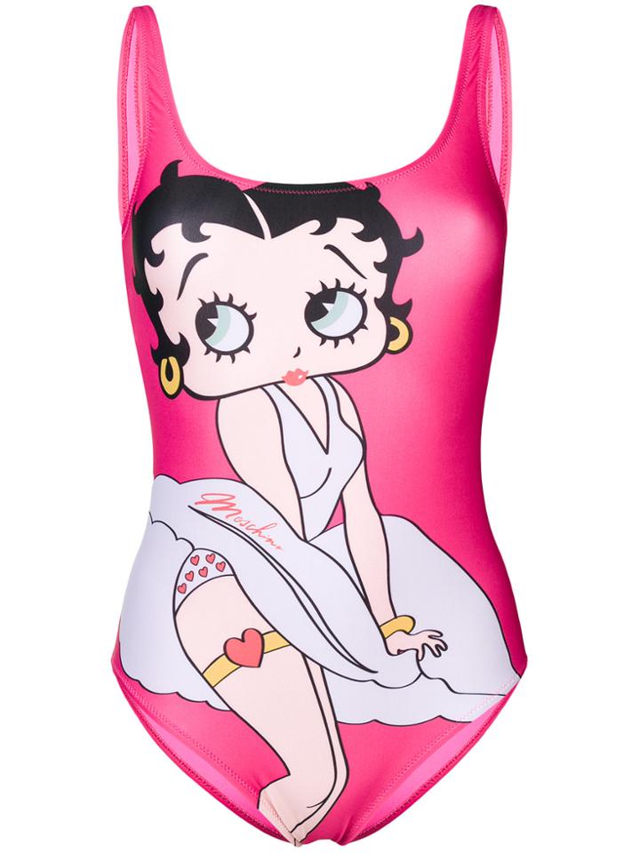 Moschino Betty Boop Motif Swimsuit - Pink & Purple