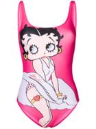Moschino Betty Boop Motif Swimsuit - Pink & Purple