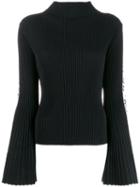 Twin-set High Neck Bow Sleeves Sweater - Black