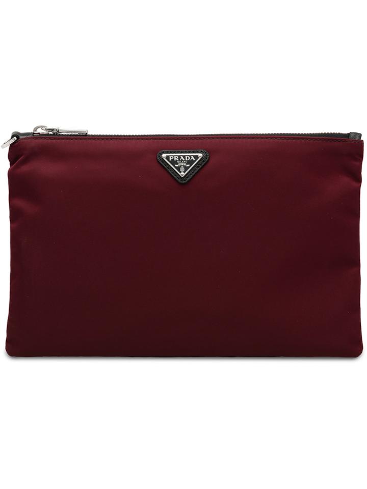 Prada Logo Plaque Pouch - Pink & Purple