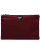 Prada Logo Plaque Pouch - Pink & Purple