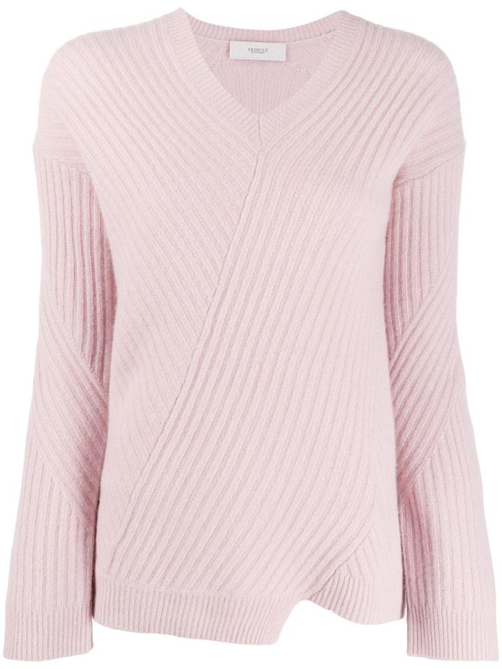 Pringle Of Scotland Asymmetric Ribbed Knit Sweater - Pink