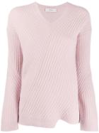 Pringle Of Scotland Asymmetric Ribbed Knit Sweater - Pink