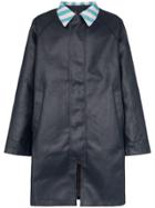 Sunnei Contrast Collar Oversized Trench Coat - Blue