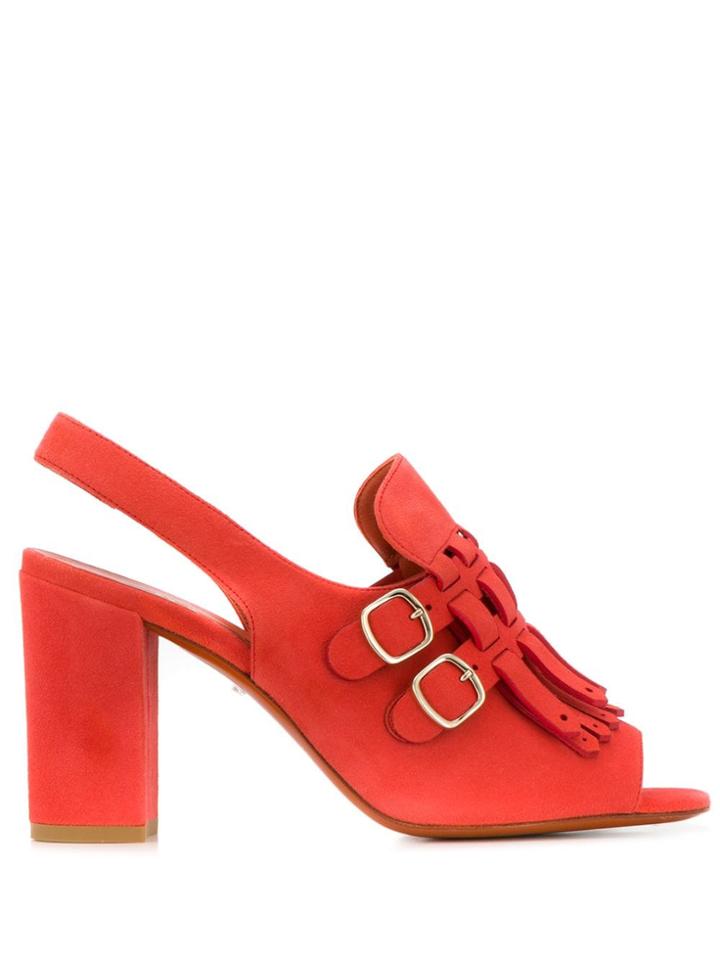 Santoni Heeled Sandals With Buckles - Red
