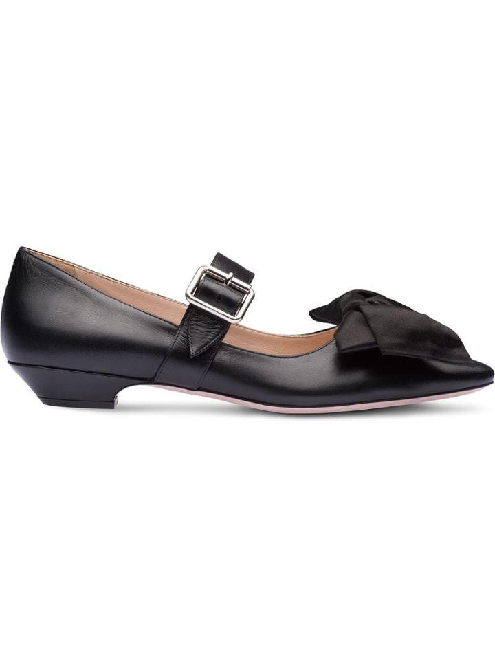 Miu Miu Bow Detail Ballerinas - Black