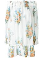 Alexander Mcqueen Floral Off-the-shoulder Smocked Dress - White