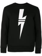 Neil Barrett - Lightning Bolt Sweatshirt - Men - Viscose - Xl, Black, Viscose