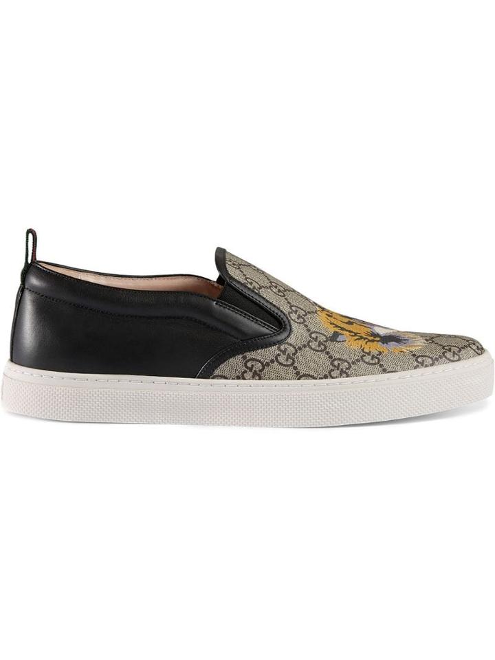 Gucci Gg Supreme Tiger Slip-on Sneaker - Neutrals