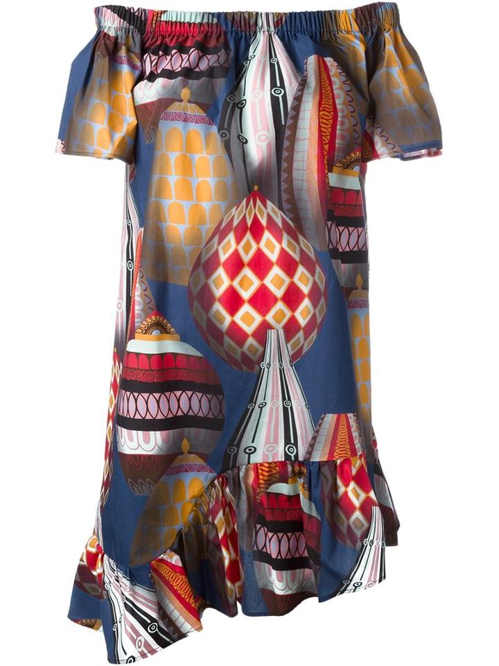 Msgm Balloon Print Off-shoulder Dress
