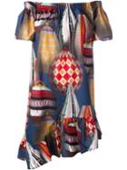 Msgm Balloon Print Off-shoulder Dress