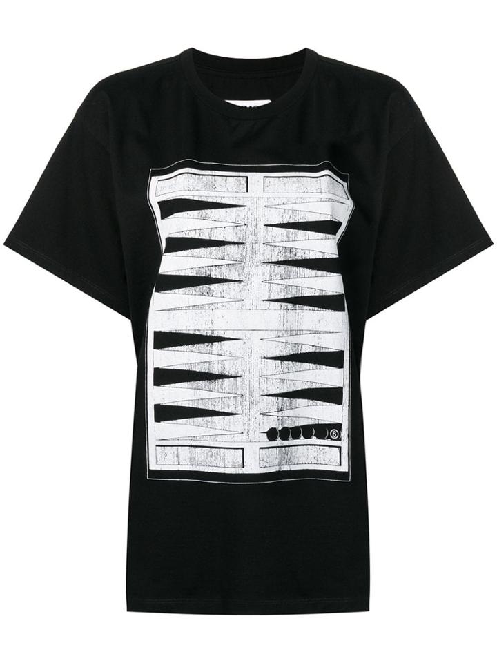 Mm6 Maison Margiela Backgammon Print T-shirt - Black
