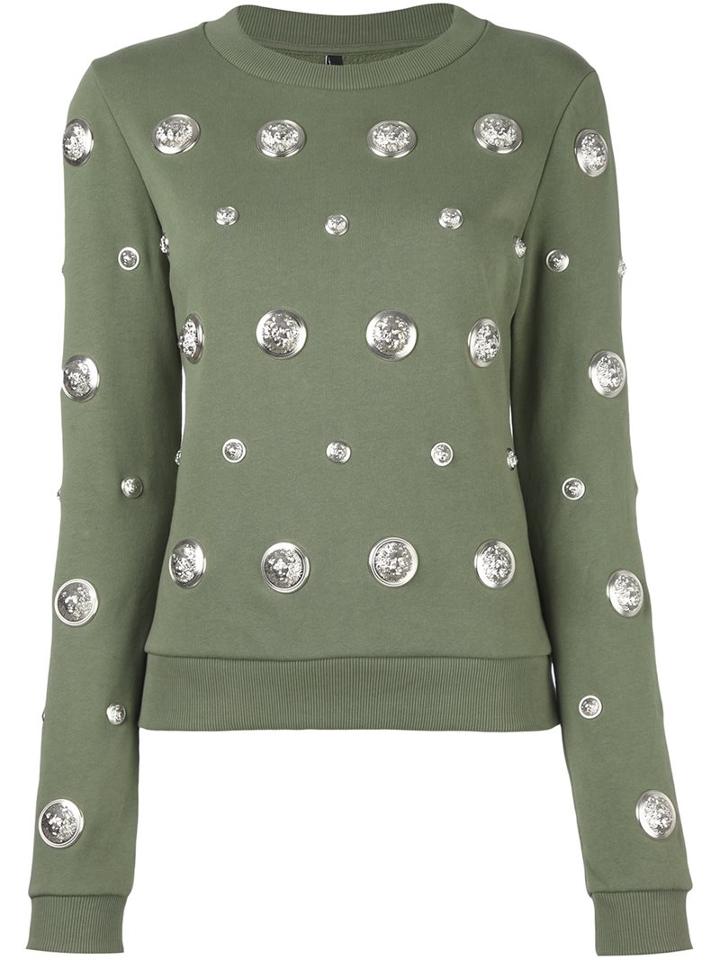 Versus Lion Head Stud Sweatshirt, Women's, Size: Xs, Green, Cotton/metal