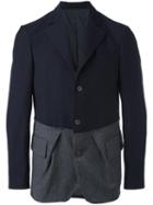Wooster + Lardini Contrast Panel Blazer, Men's, Size: 48, Blue, Wool/viscose/cotton